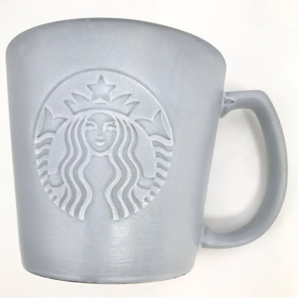 Starbucks Gray Embossed Siren Mermaid Matte Ceramic 12 oz 2019 Collectible Mug